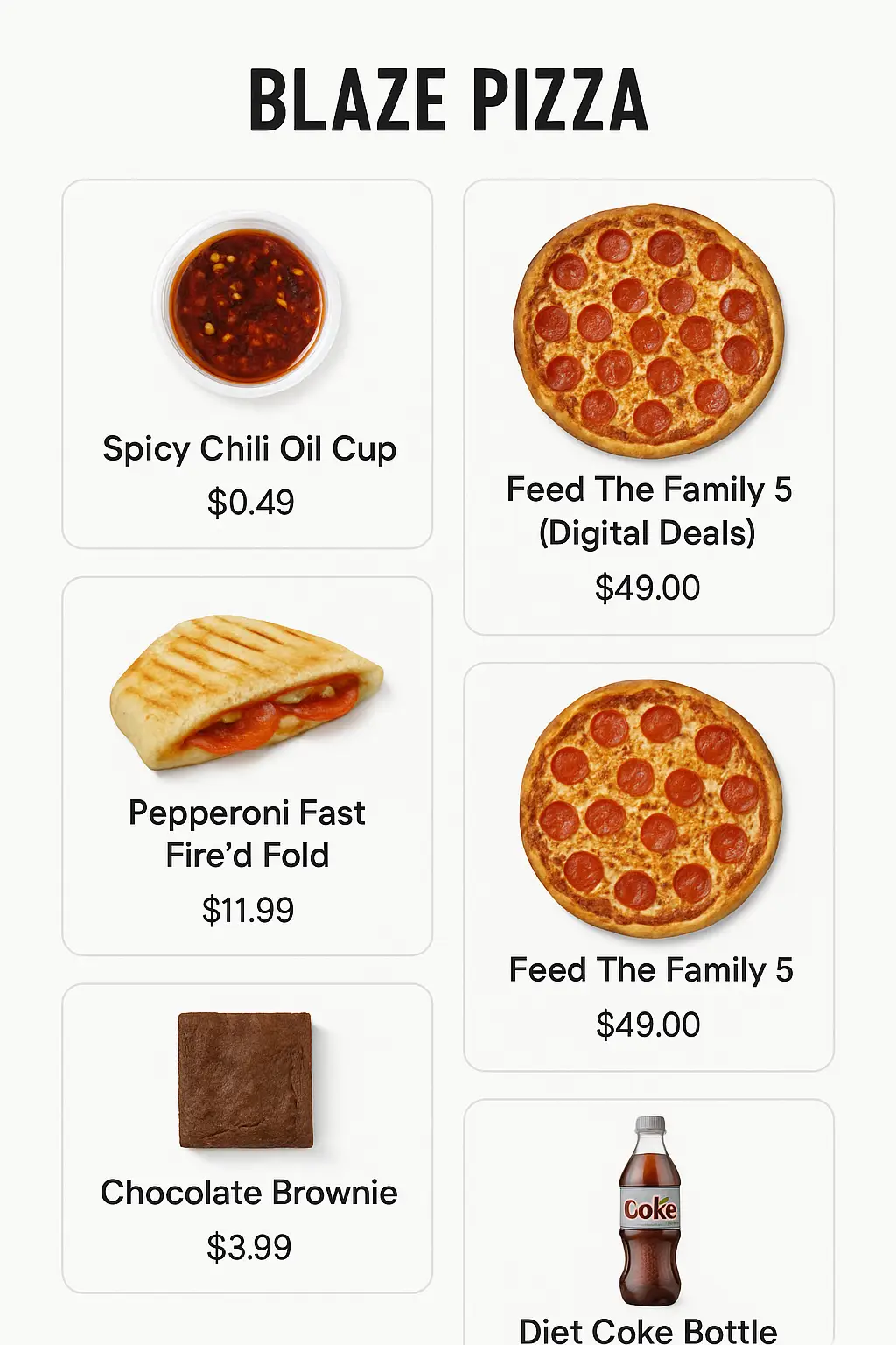 Blaze Pizza Menu Prices