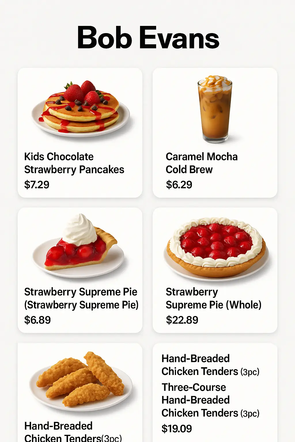 Bob Evans Menu Prices
