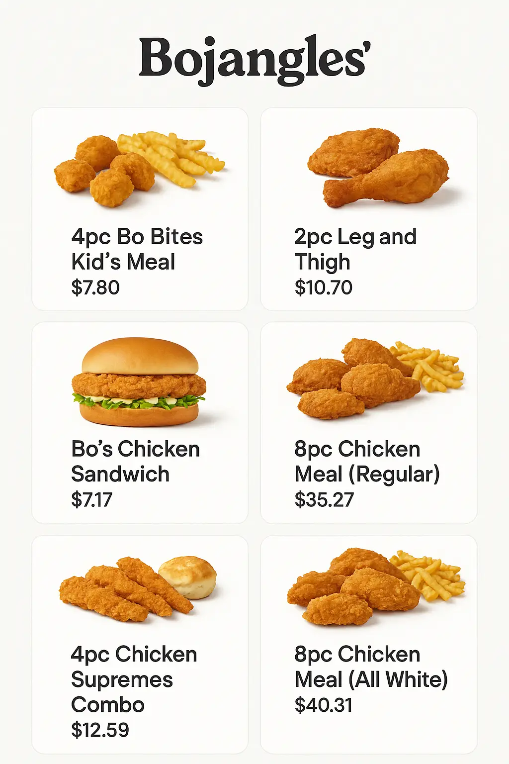 Bojangles' Menu Prices