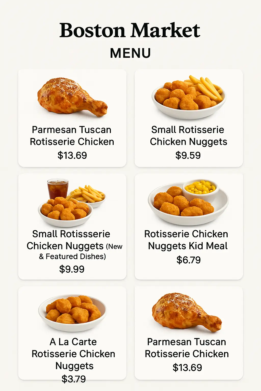 Boston Market Menu Prices