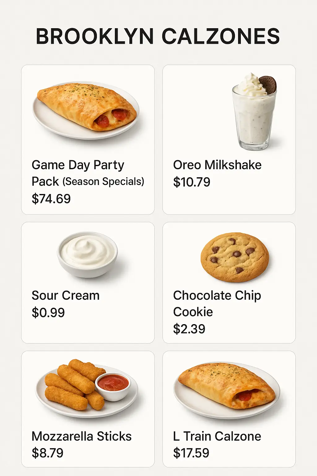 Brooklyn Calzones Menu Prices