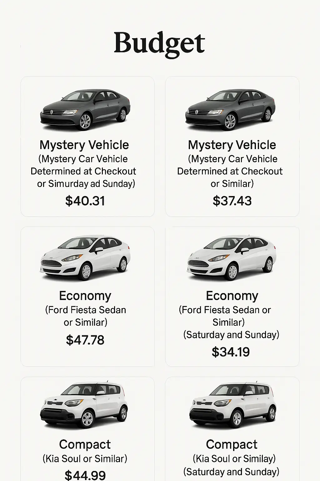 Budget Menu Prices