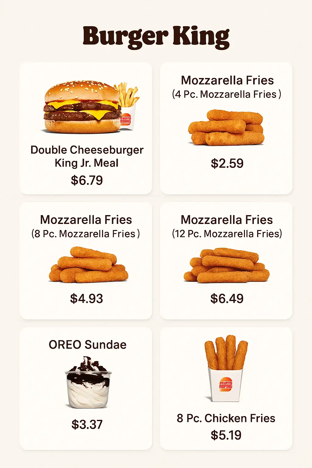 Burger King Menu Prices