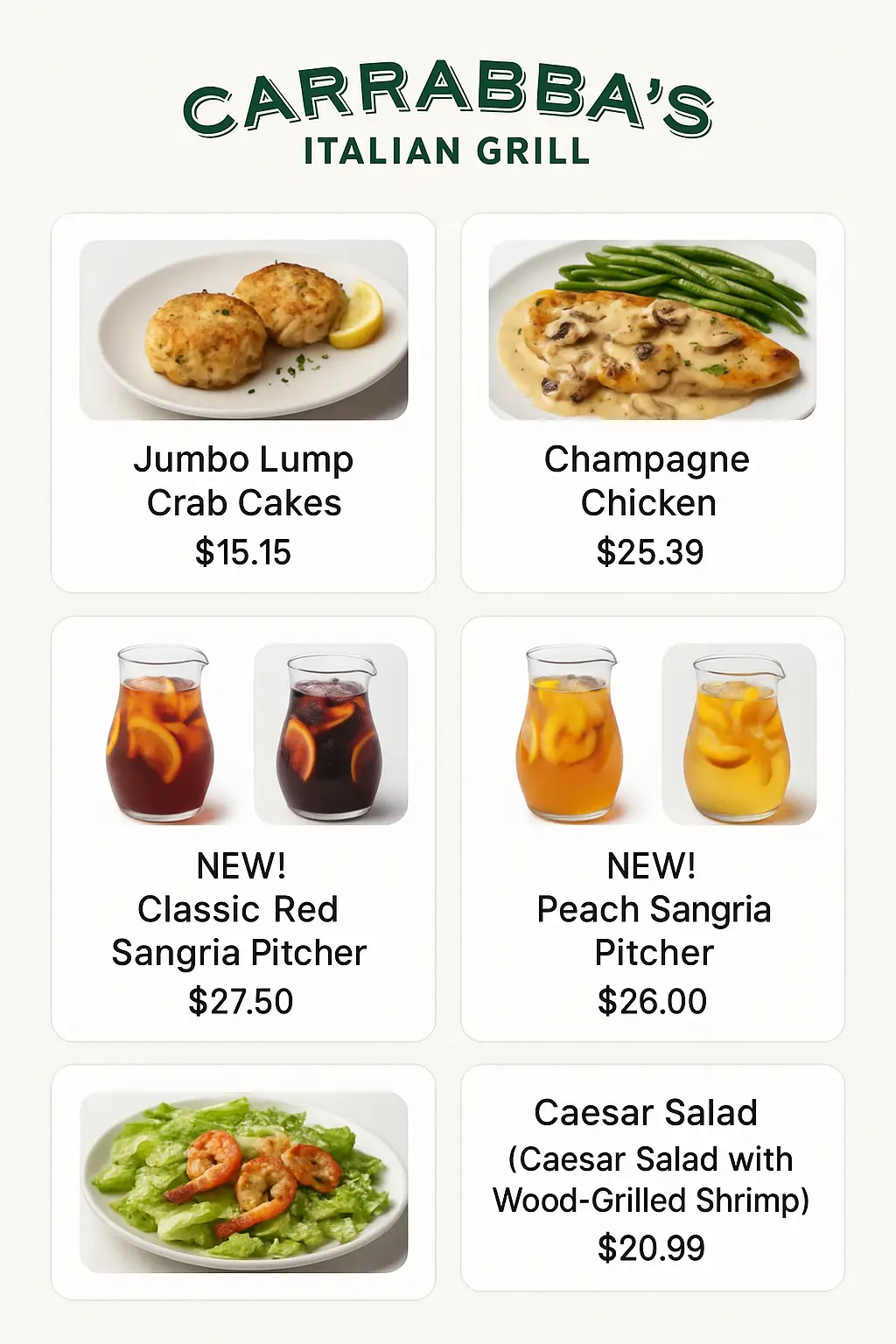 Carrabba's Italian Grill Menu Prices