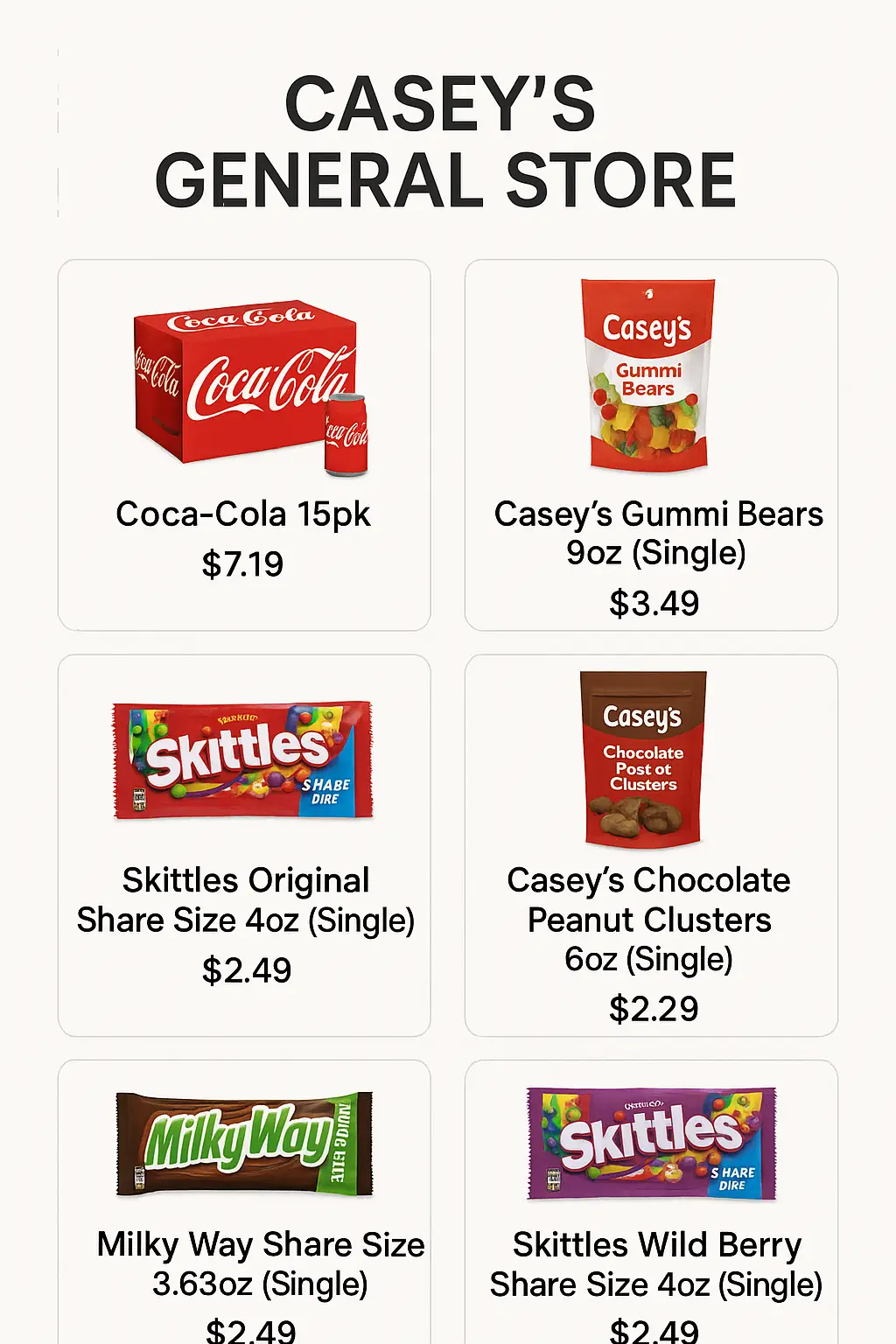 Casey's General Store Menu Prices