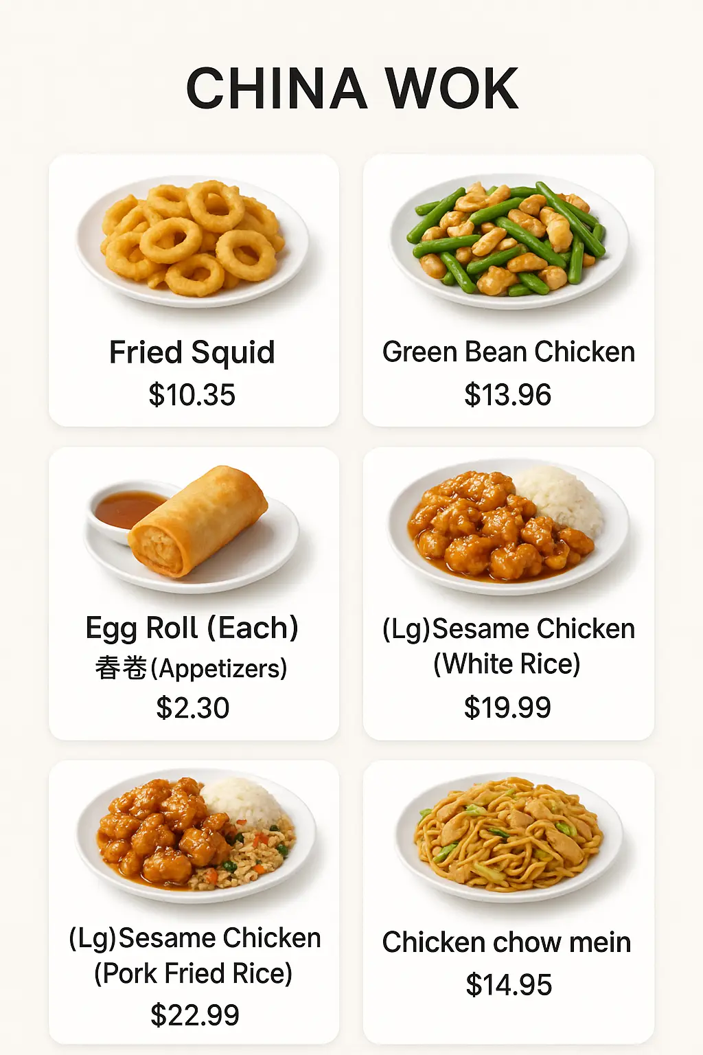 China Wok Menu Prices