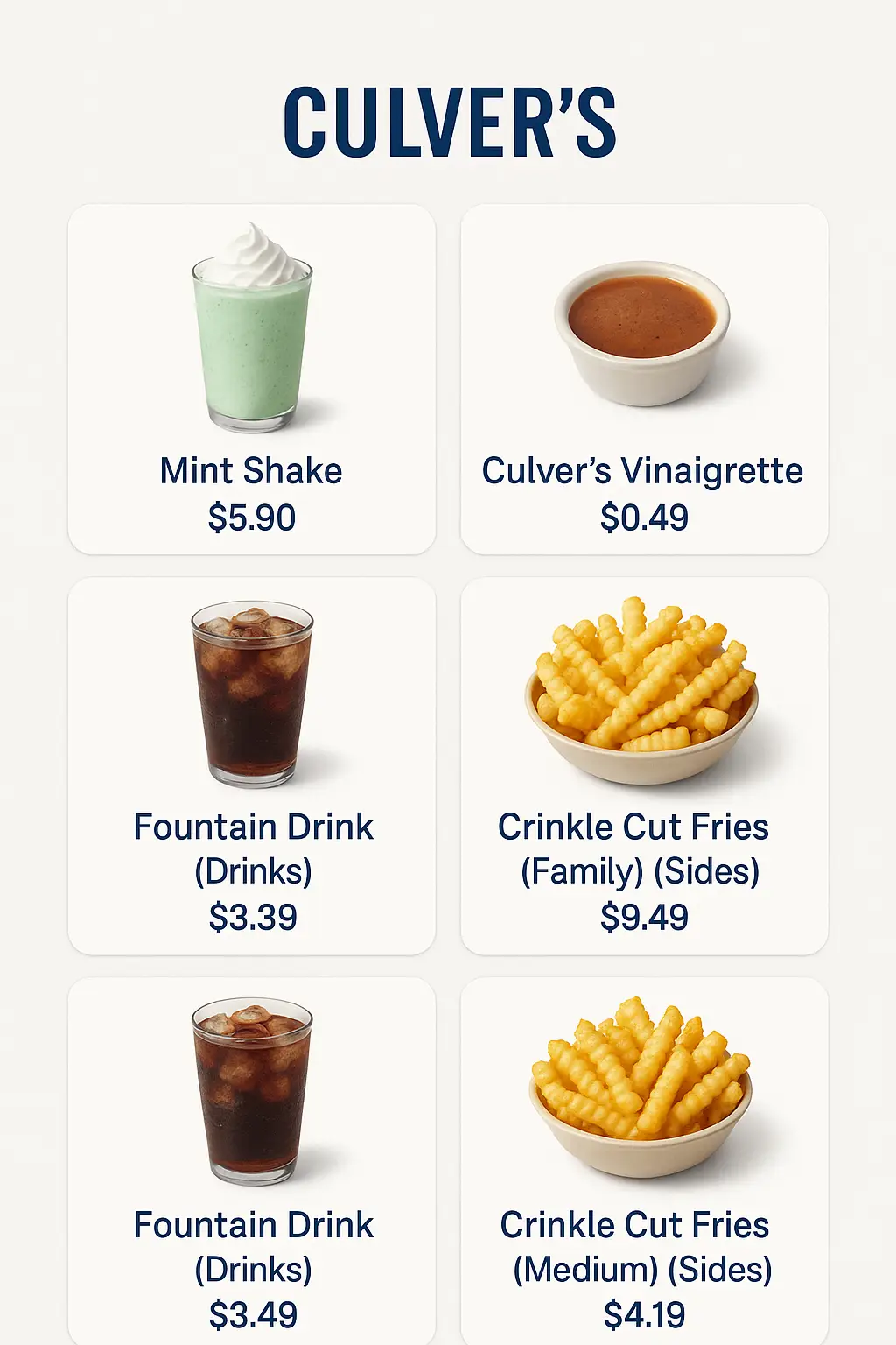 Culver's Menu Prices