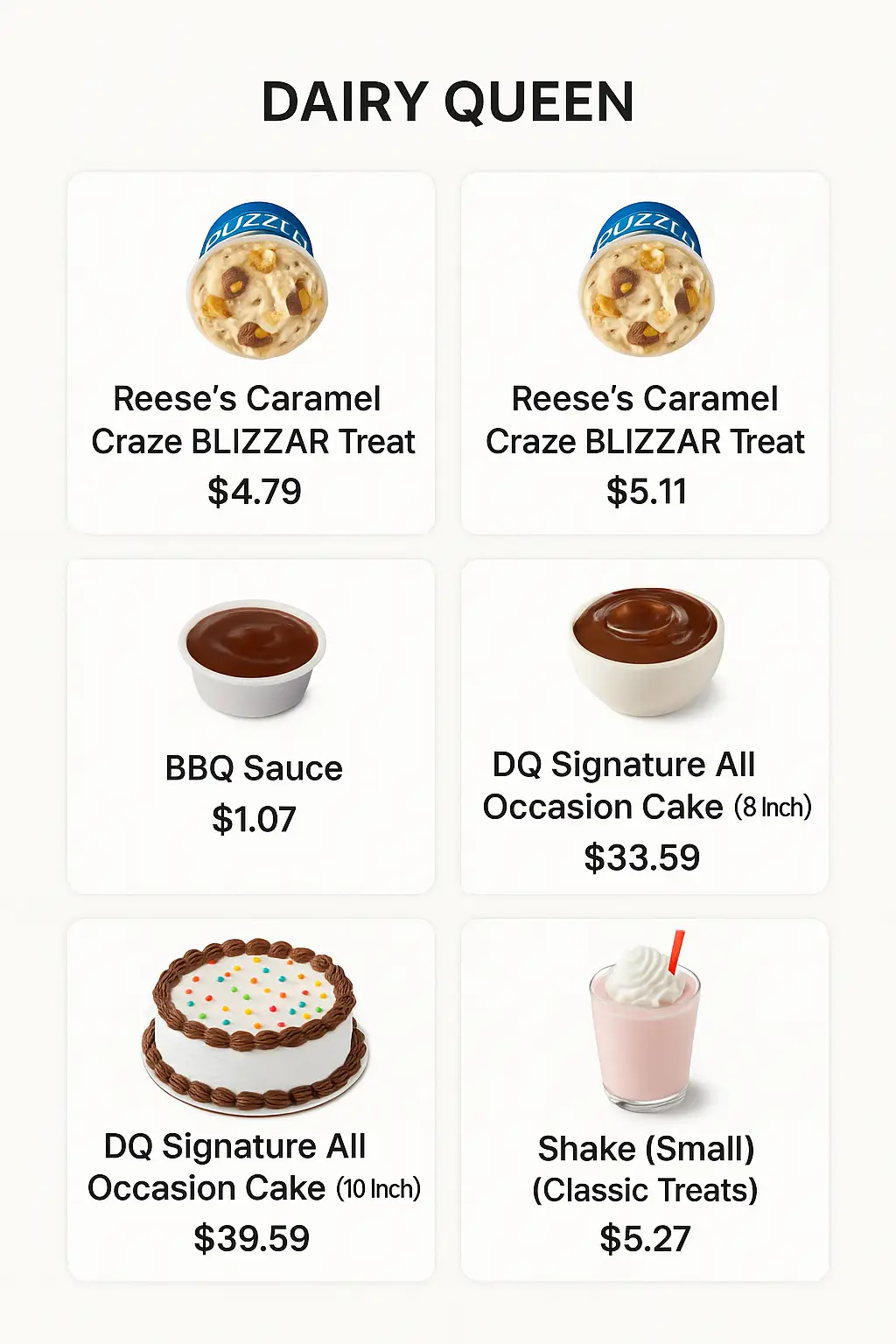 Dairy Queen Menu Prices