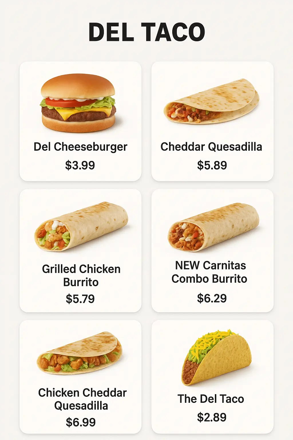 Del Taco Menu Prices
