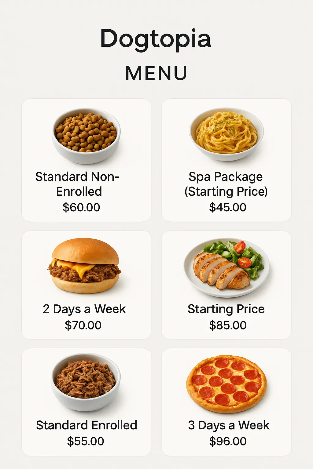 Dogtopia Menu Prices
