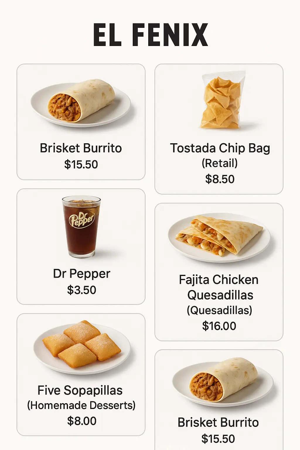 El Fenix Menu Prices