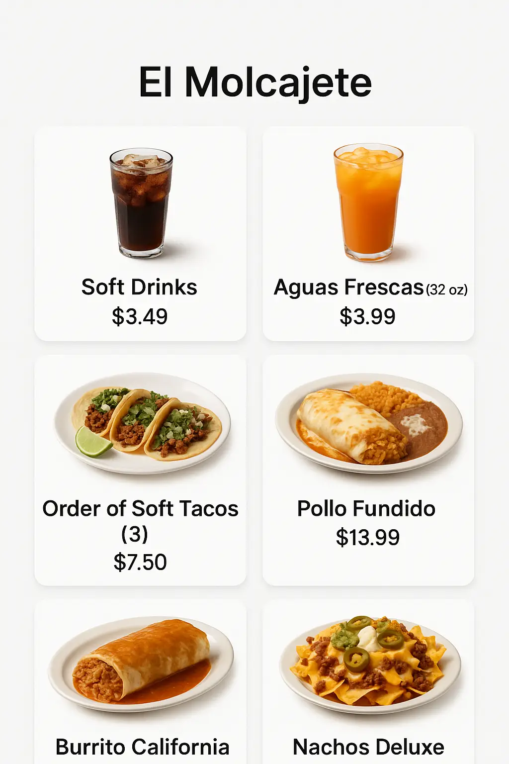 El Molcajete Menu Prices
