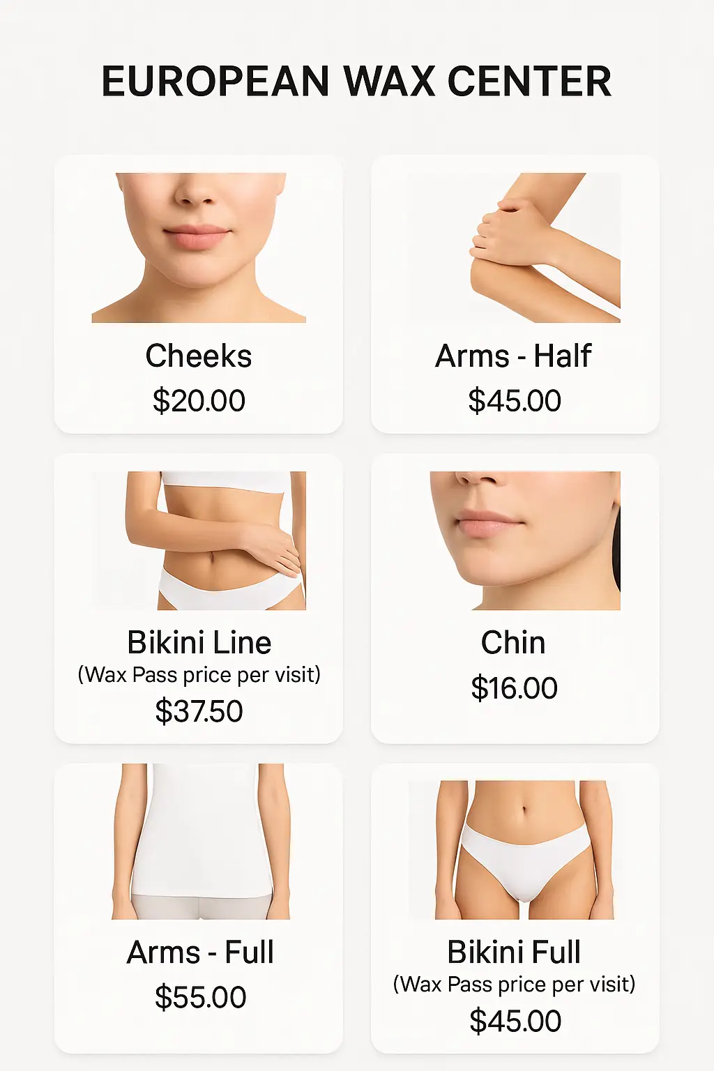 European Wax Center Menu Prices