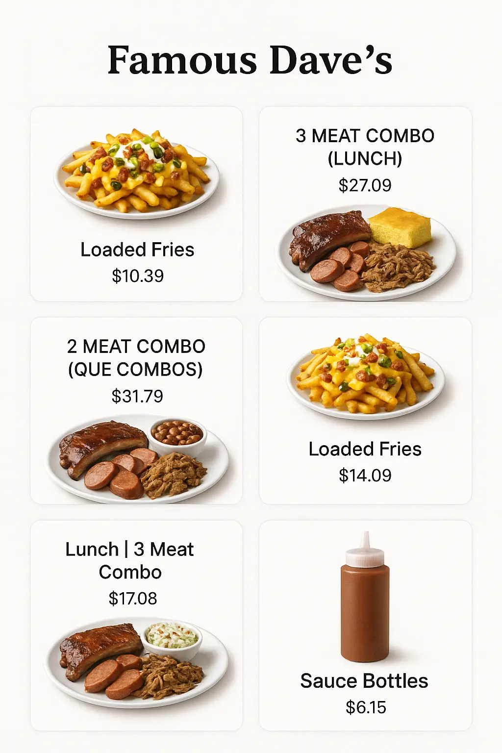 Famous Dave's Menu Prices