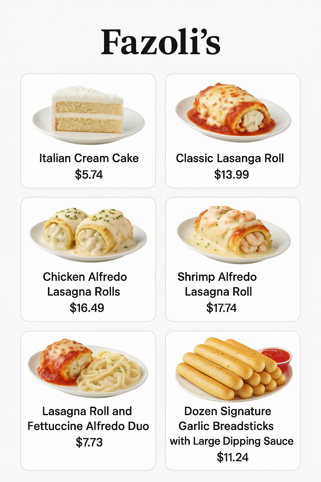 Fazoli's Menu Prices