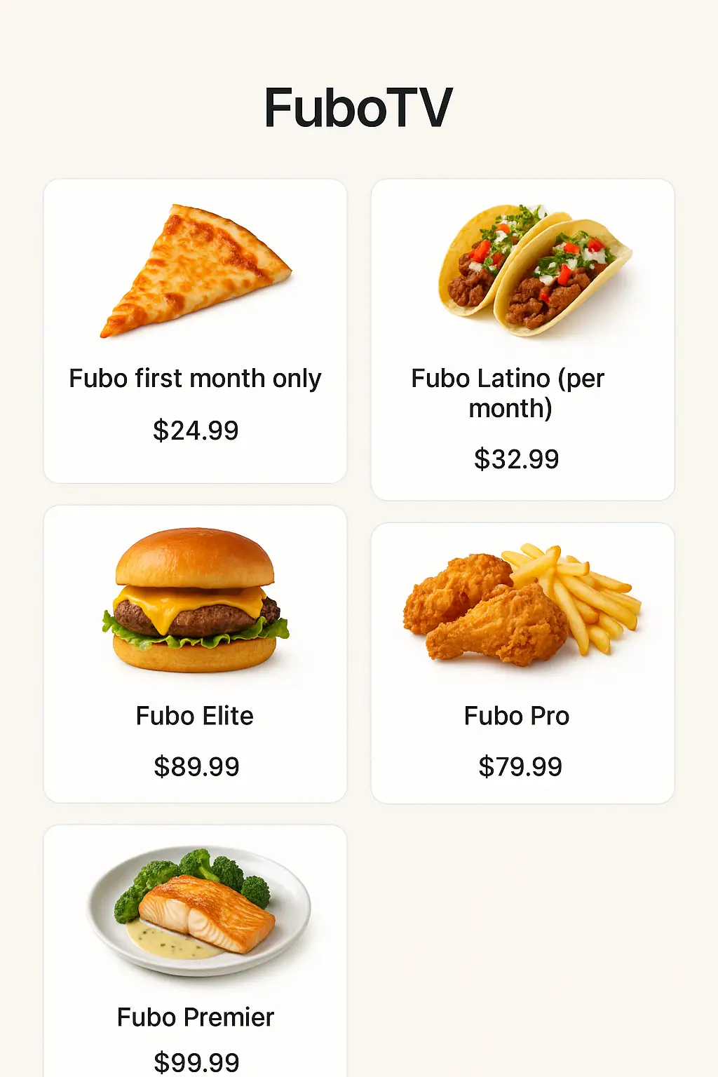 FuboTV Menu Prices