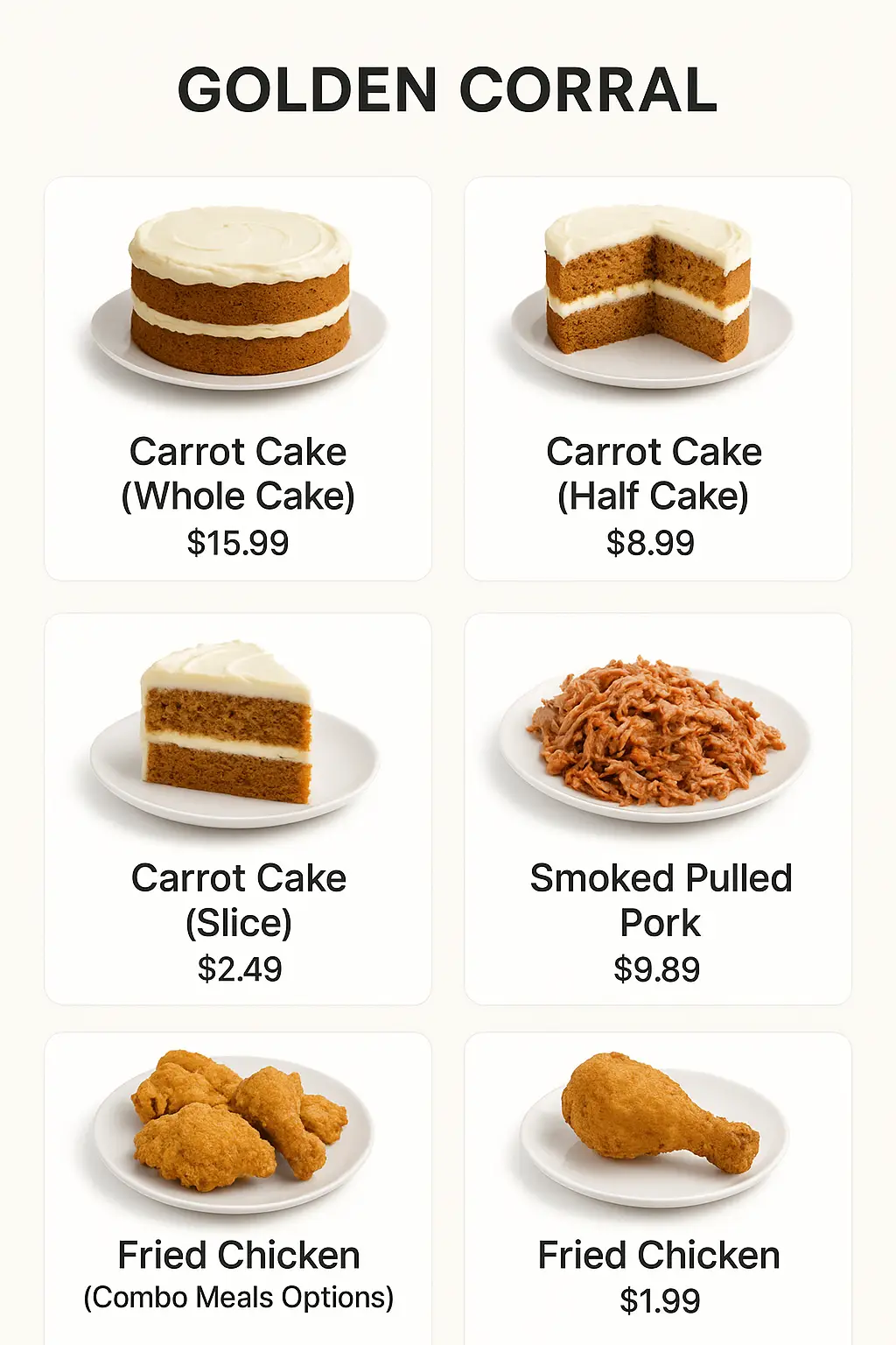 Golden Corral Menu Prices