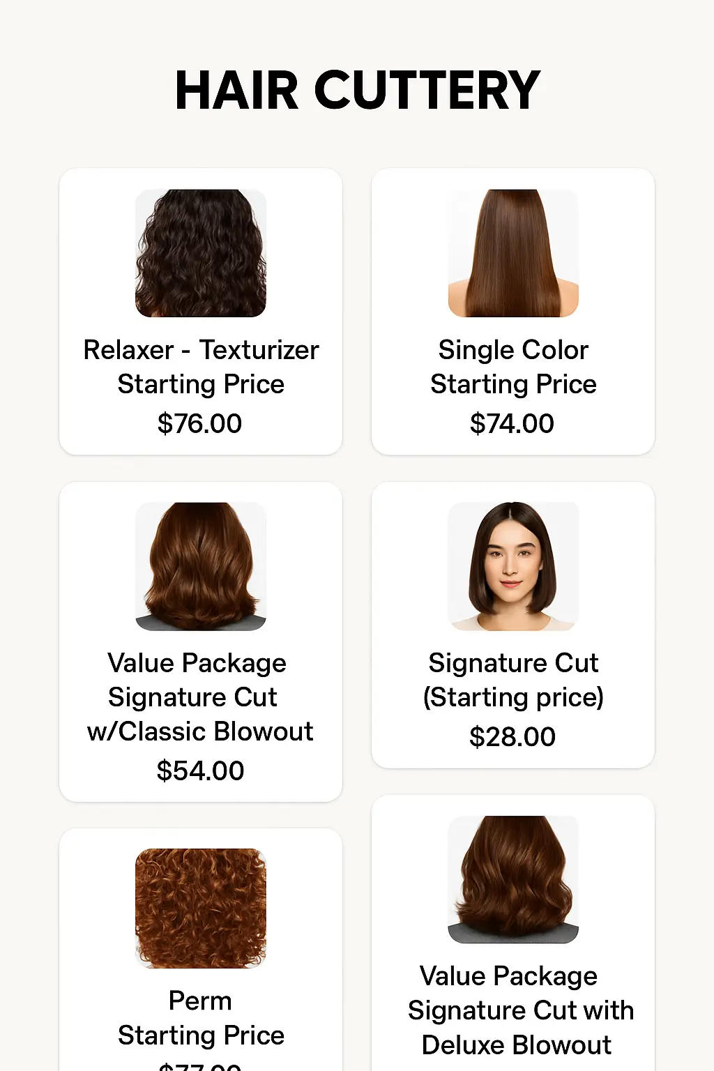 Hair Cuttery Prices - PriceListo