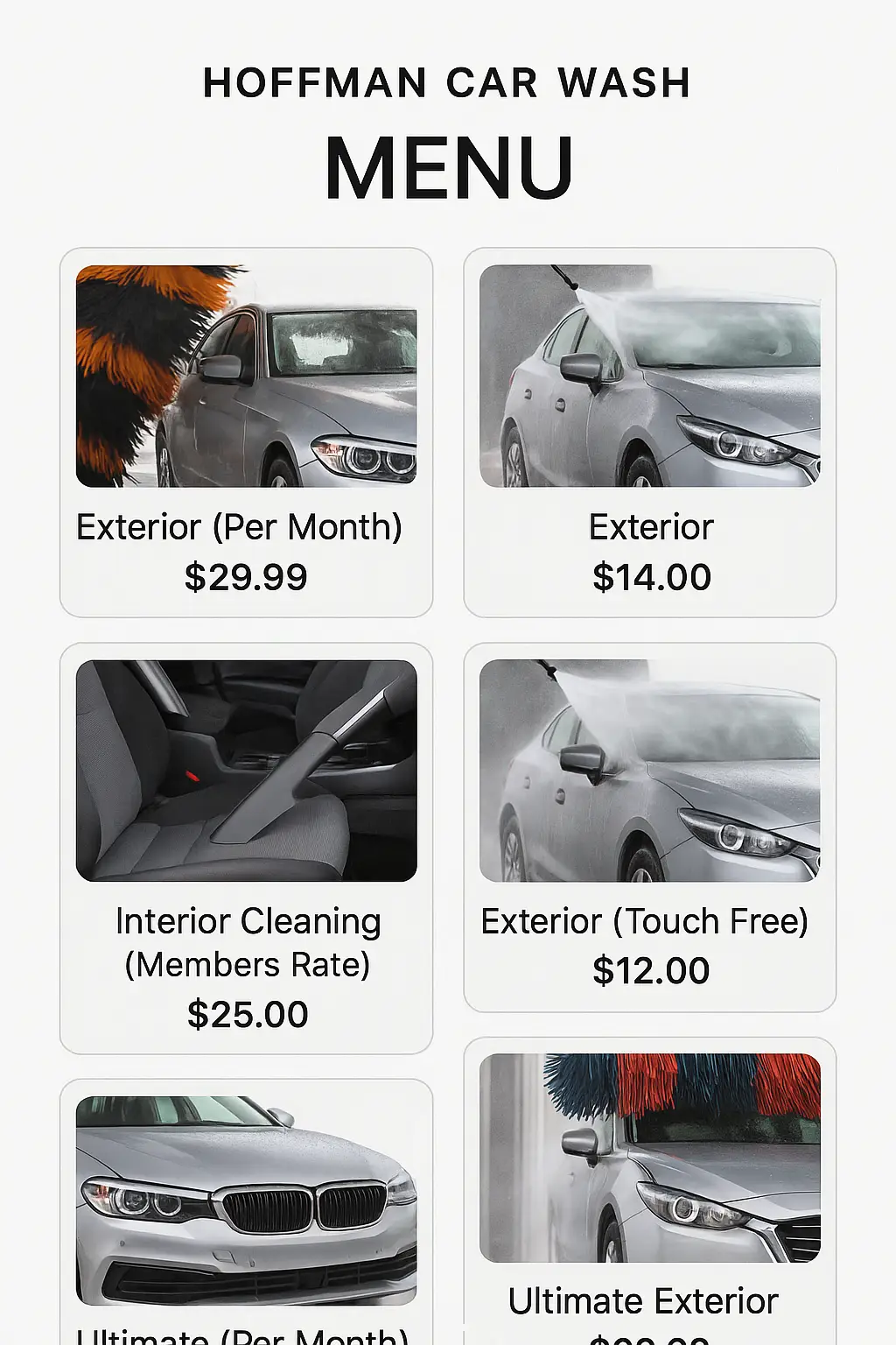 Hoffman Car Wash Menu Prices