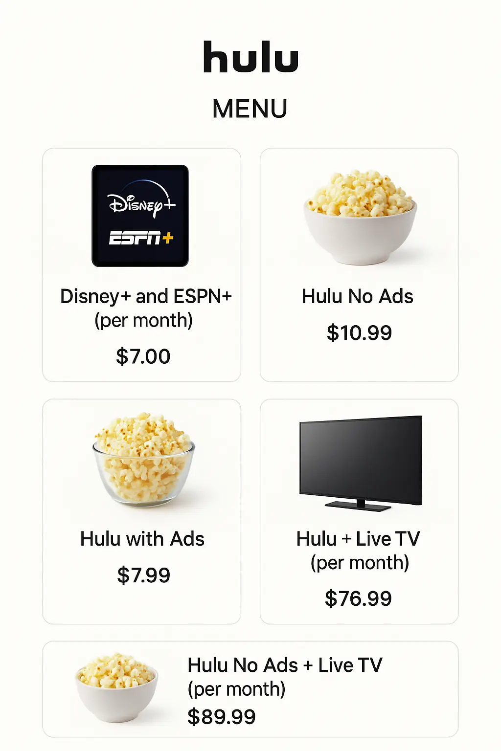 Hulu Menu Prices