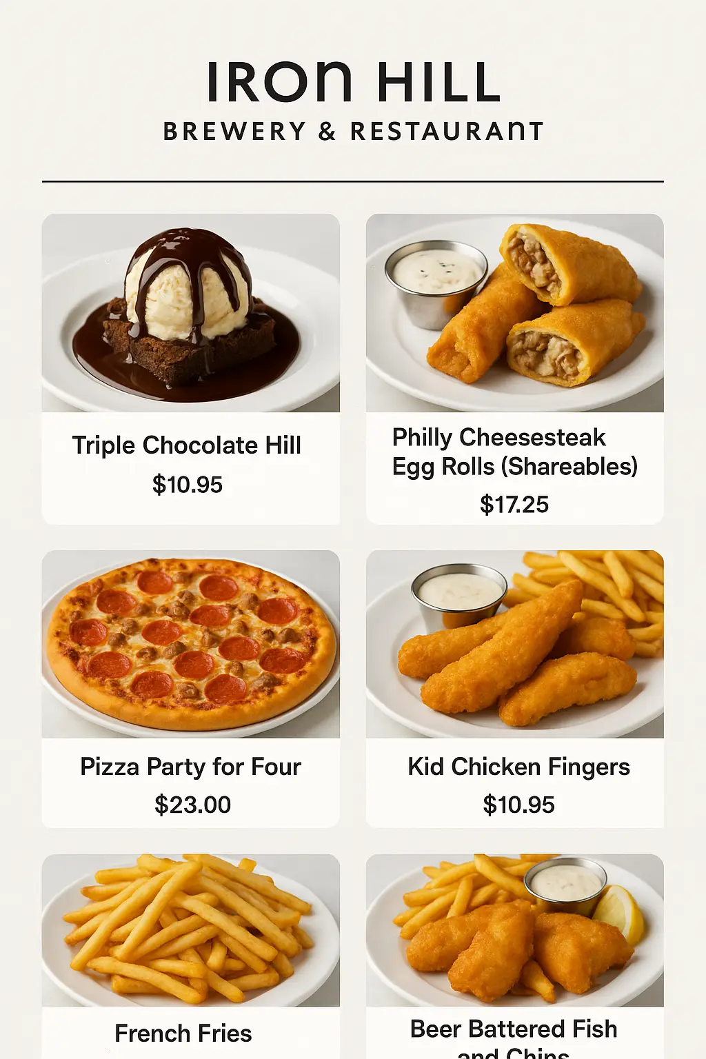 Iron Hill Brewery & Restaurant Menu Prices