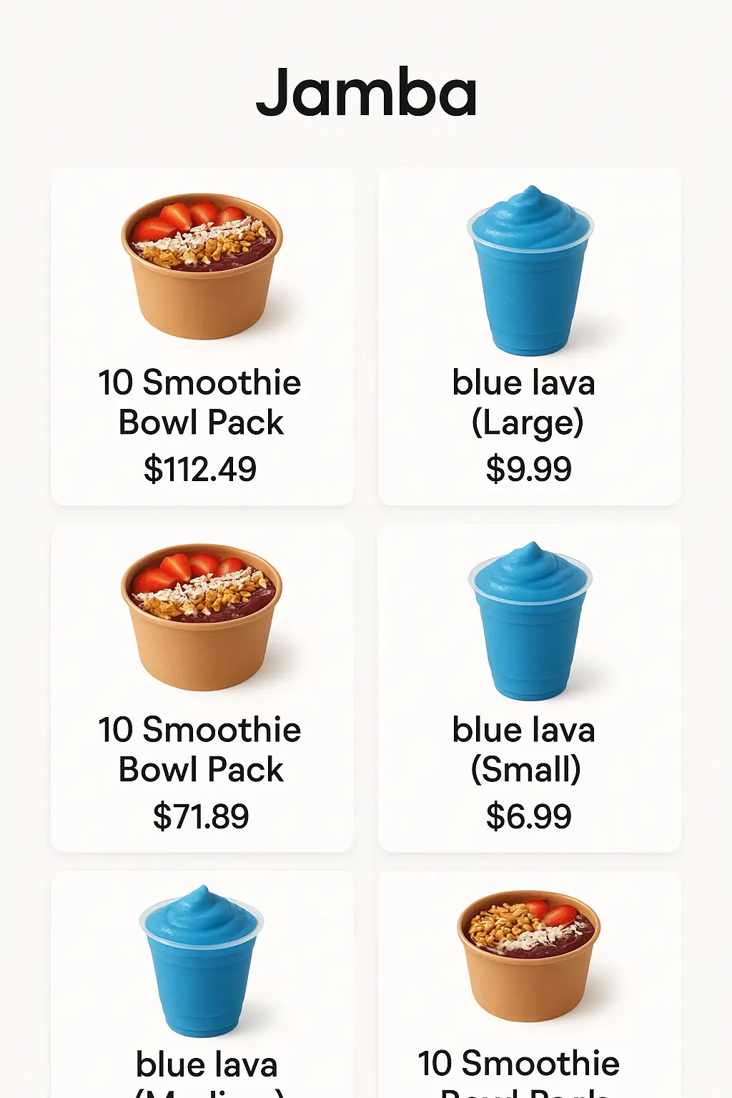 Jamba Menu Prices