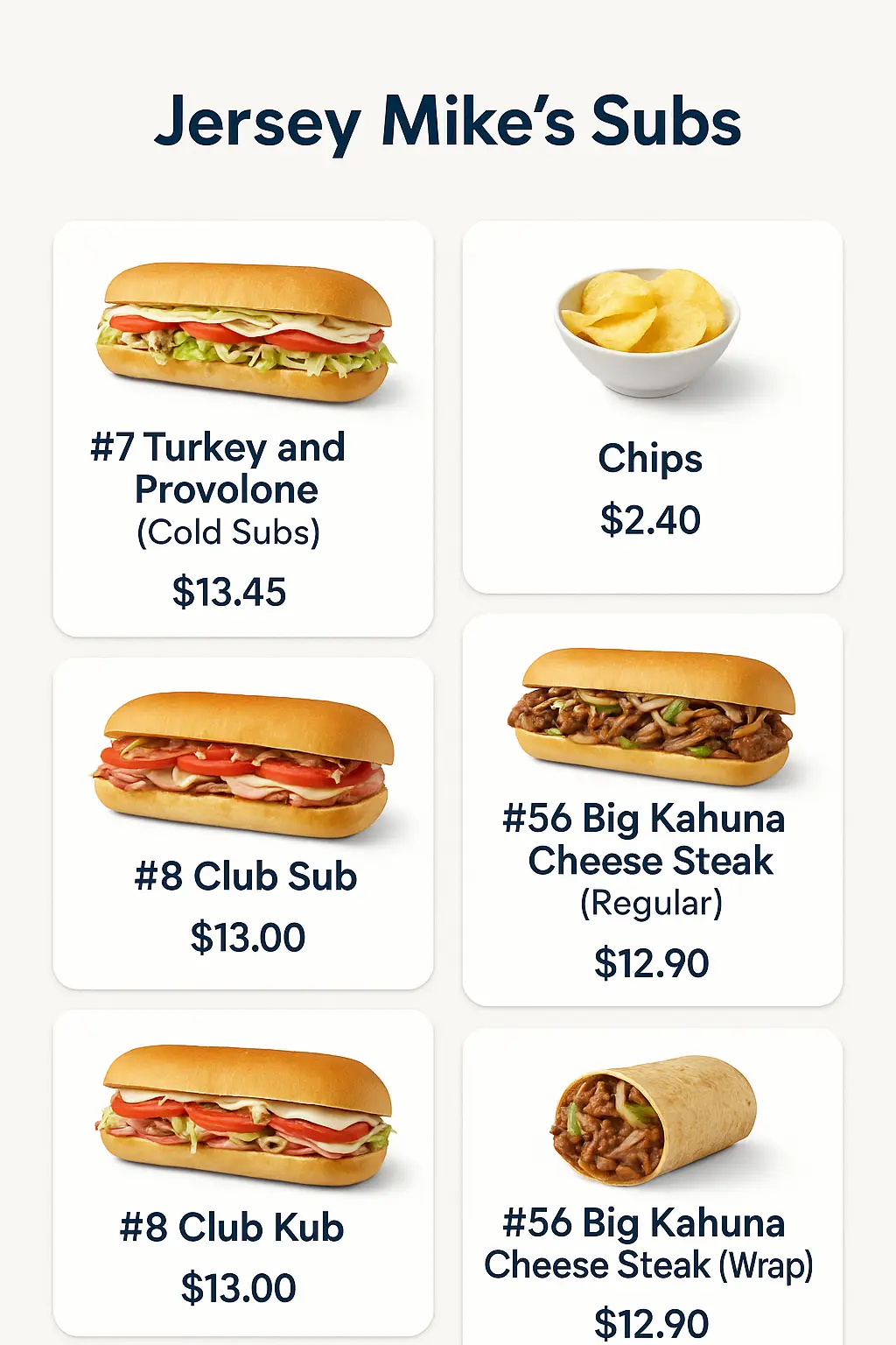 Jersey Mike's Subs Menu Prices