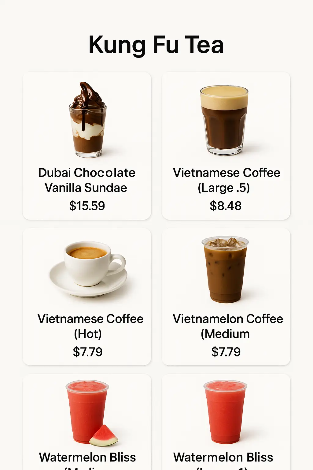 Kung Fu Tea Menu Prices