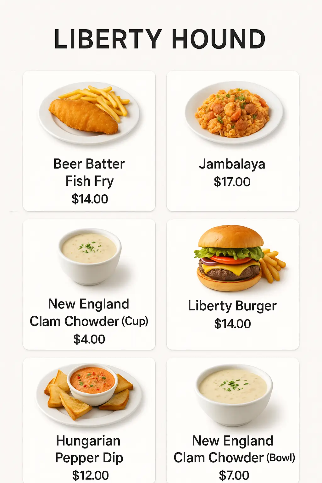 Liberty Hound Menu Prices