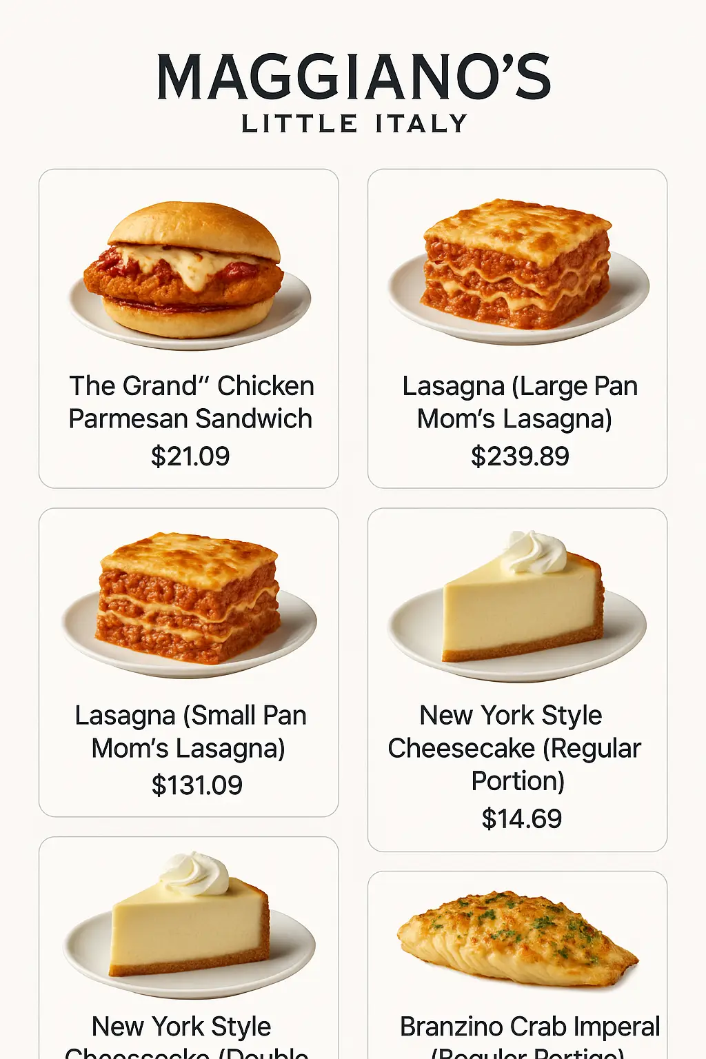 Maggiano's Little Italy Menu Prices