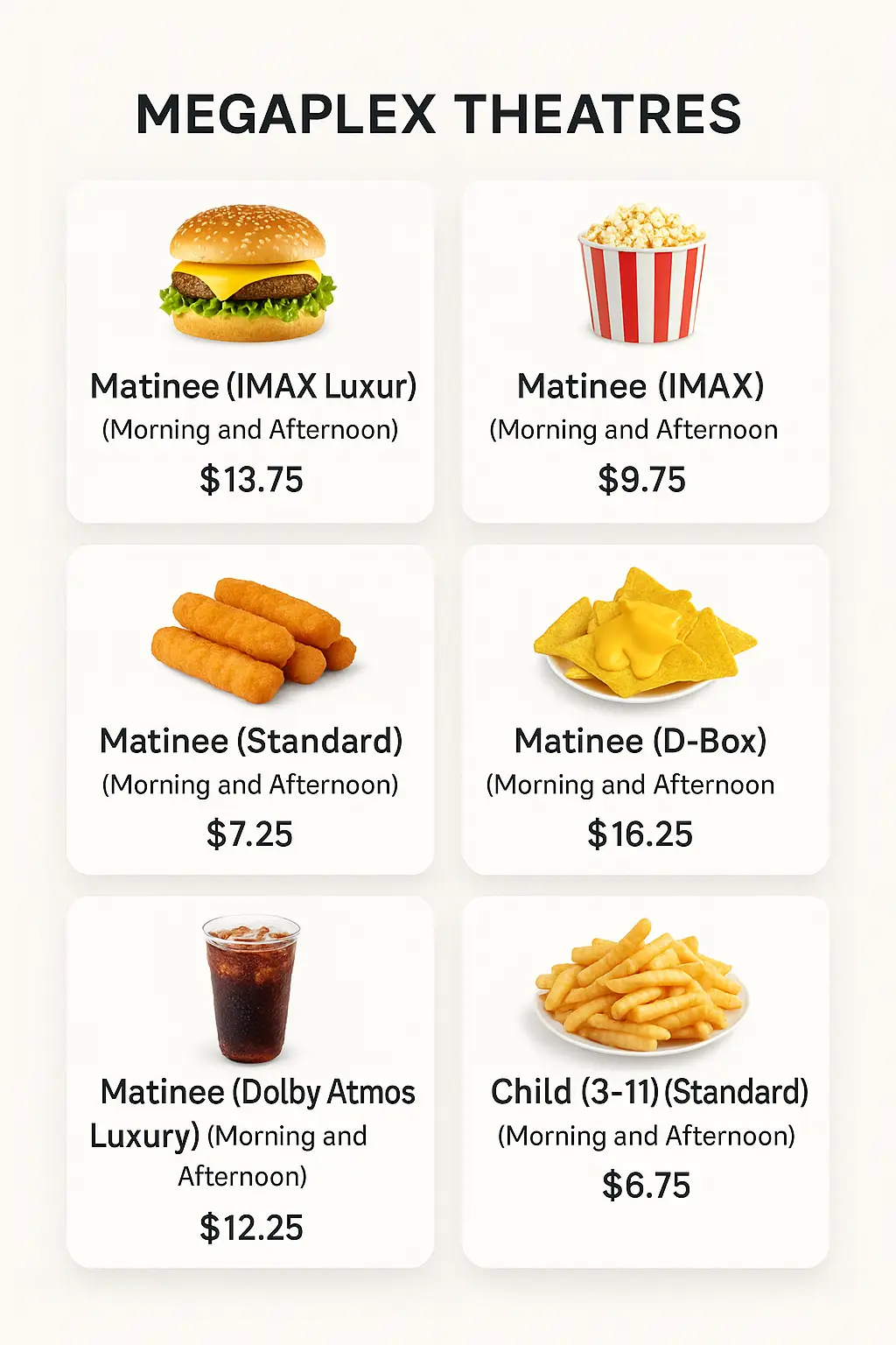 Megaplex Theatres Menu Prices