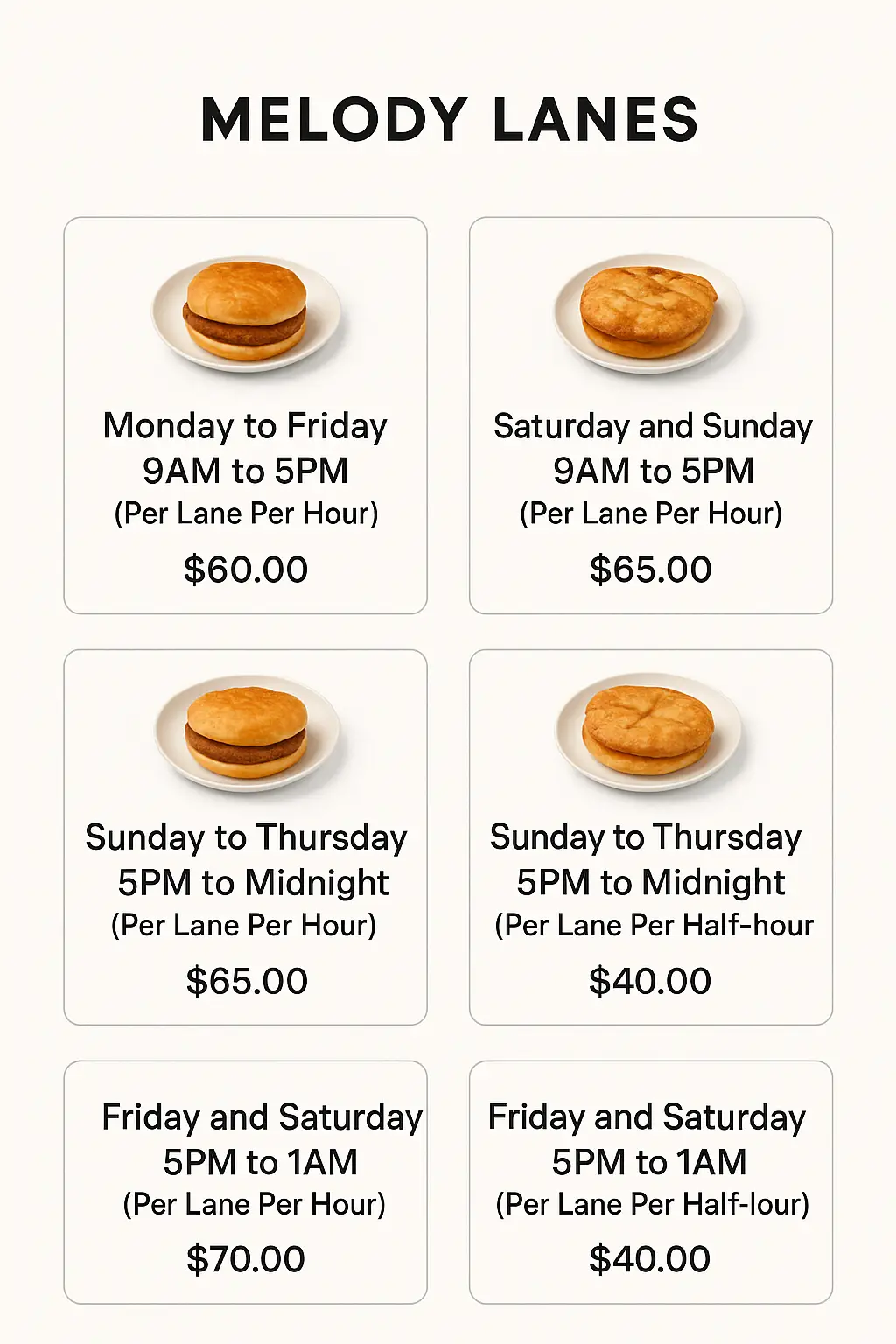Melody Lanes Menu Prices