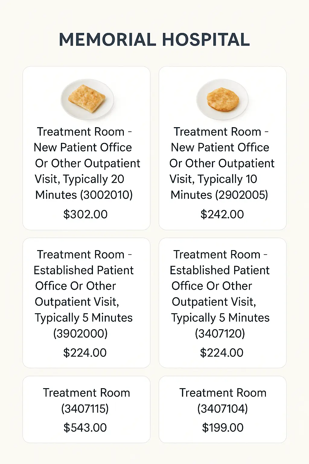 Memorial Hospital (Memorial Hospital) Menu Prices