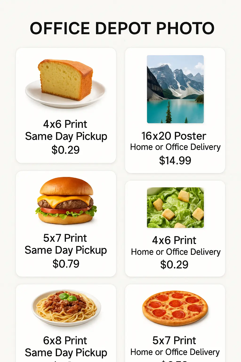Office Depot Photo Menu Prices