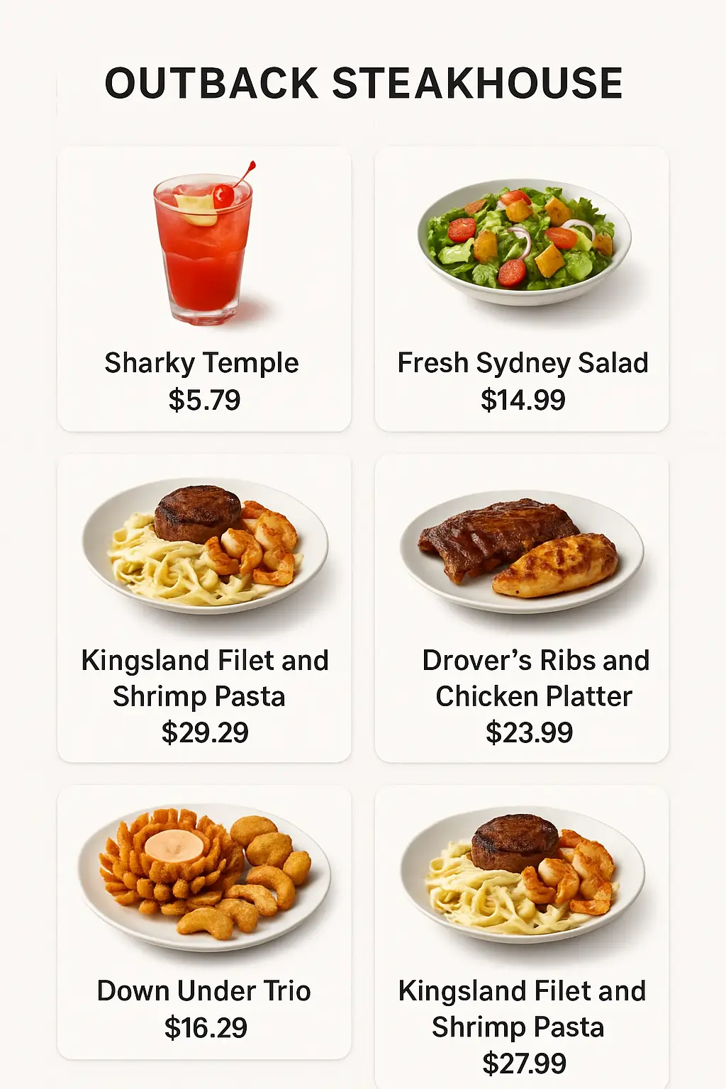 Outback Steakhouse Menu Prices