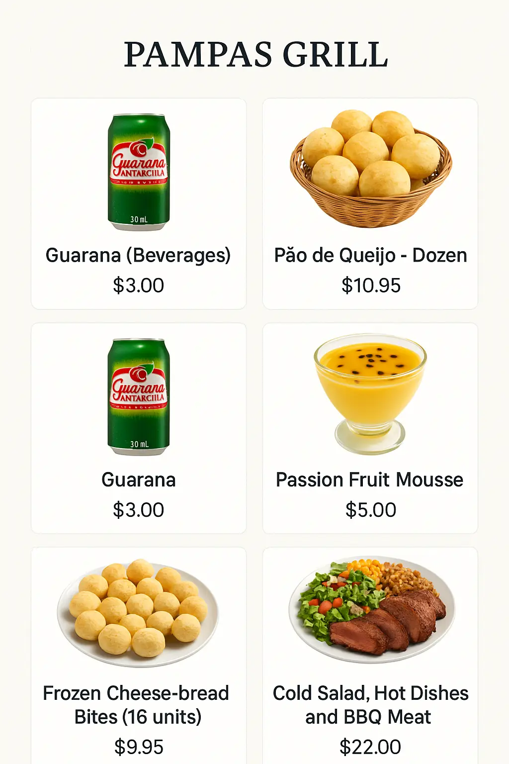 Pampas Grill Menu Prices