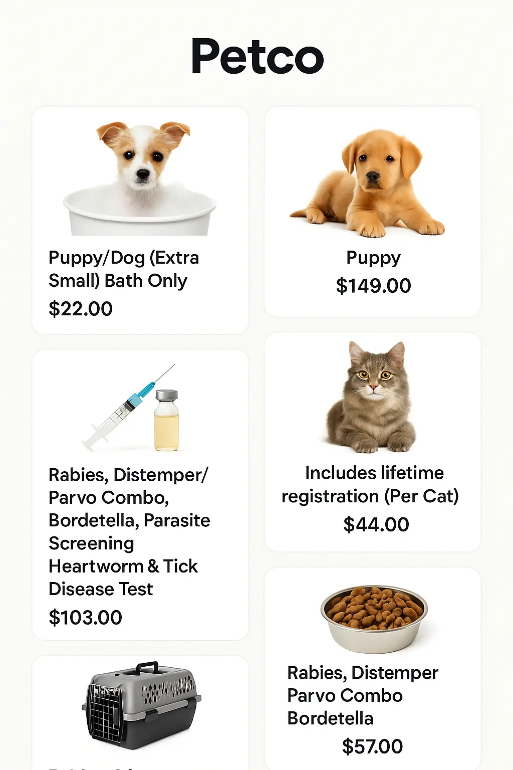 Petco Menu Prices