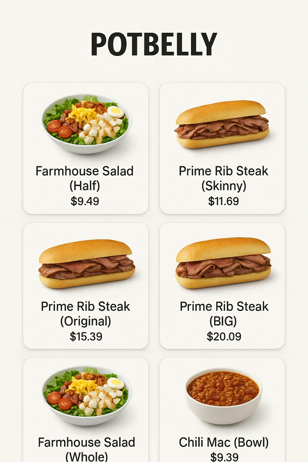 Potbelly Menu Prices