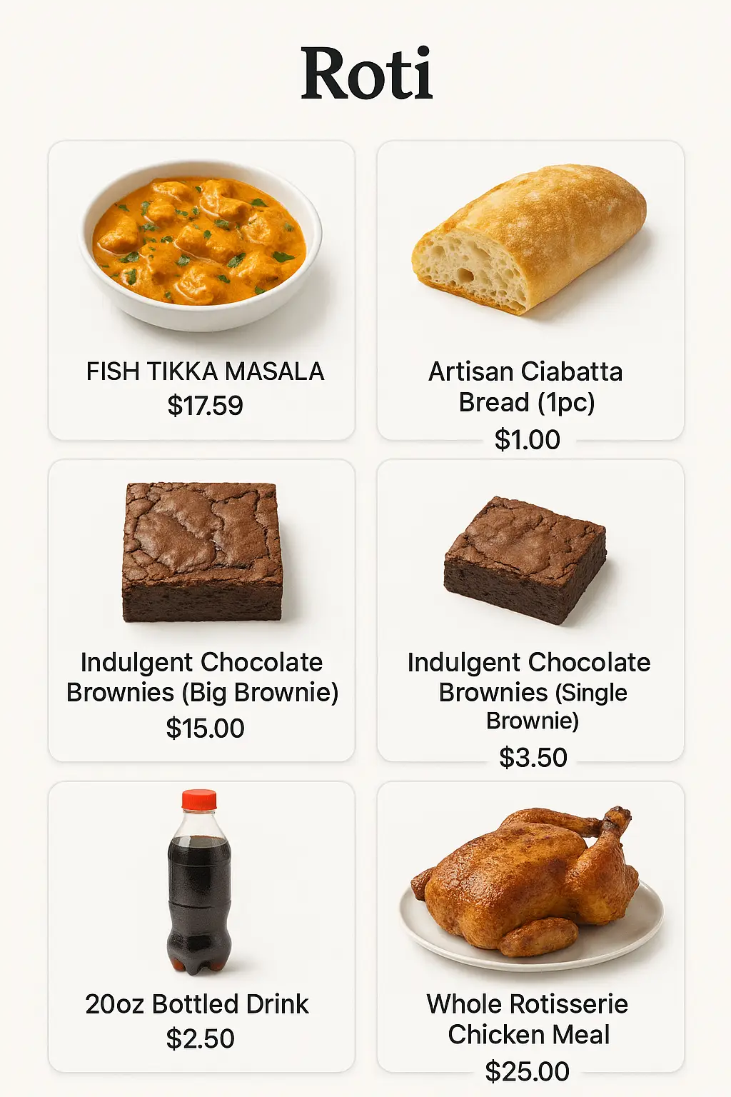 Roti Menu Prices