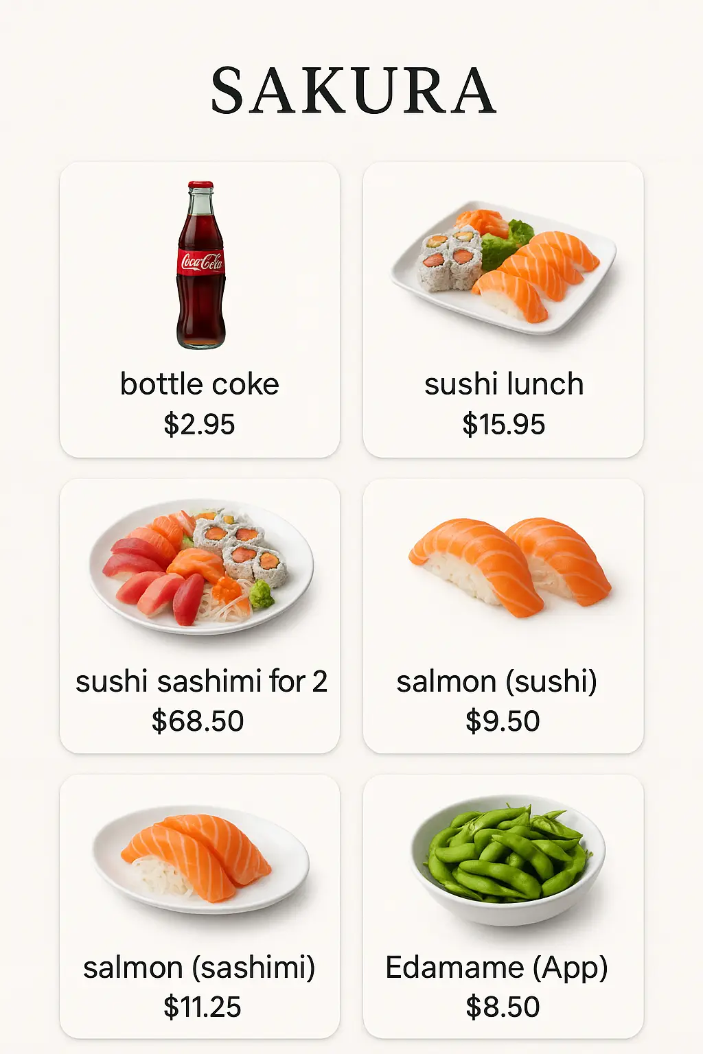 Sakura Menu Prices