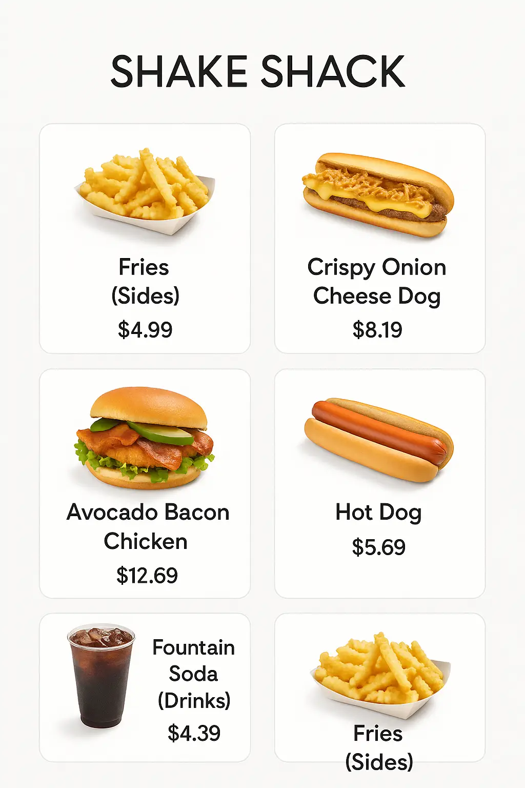 Shake Shack Menu Prices