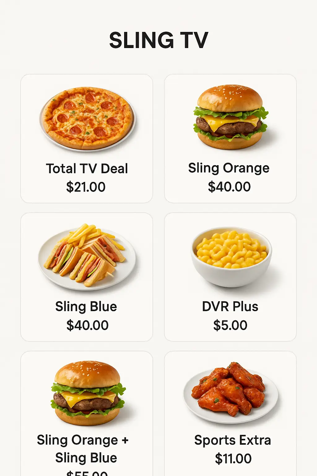 Sling TV Menu Prices
