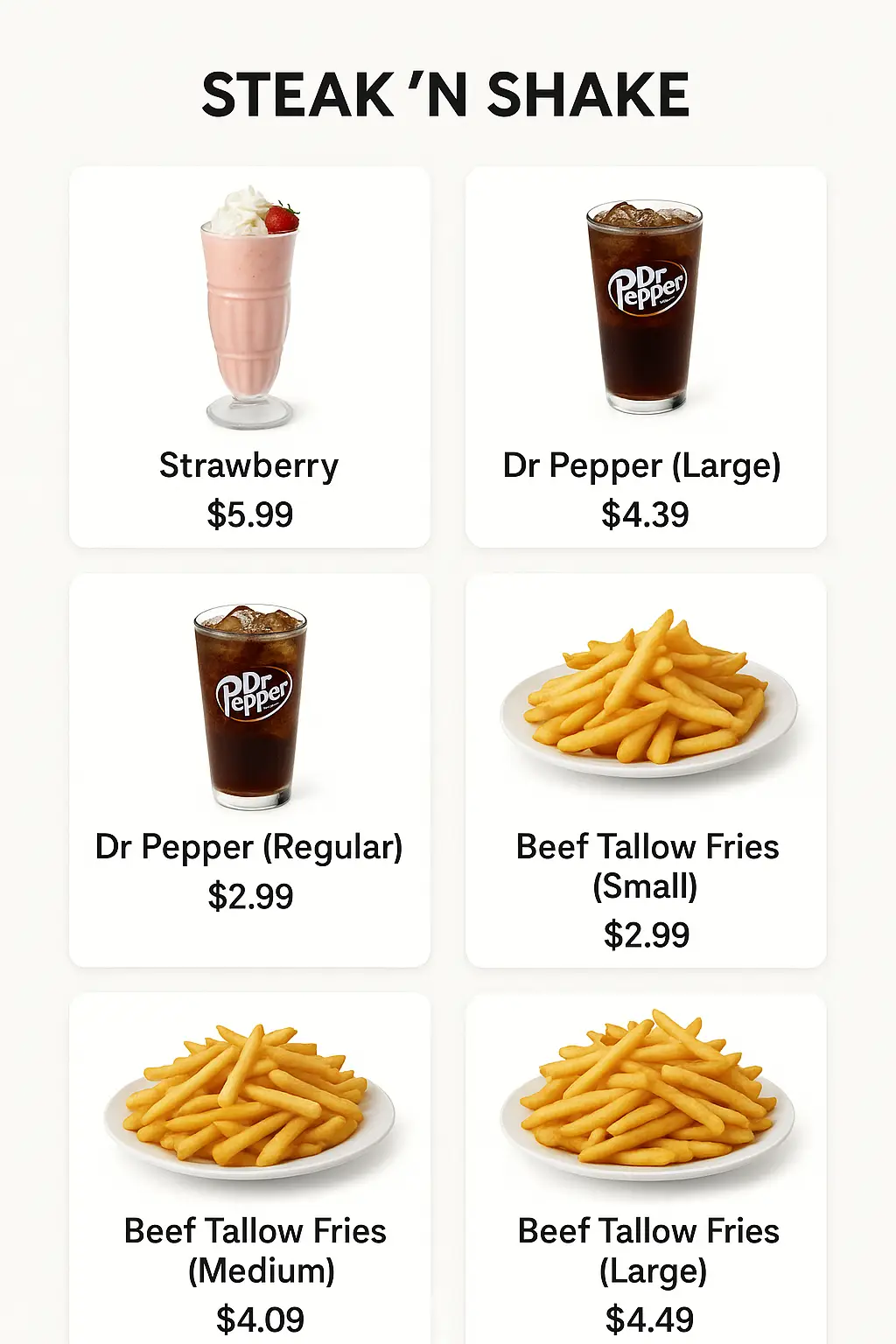 Steak 'n Shake Menu Prices