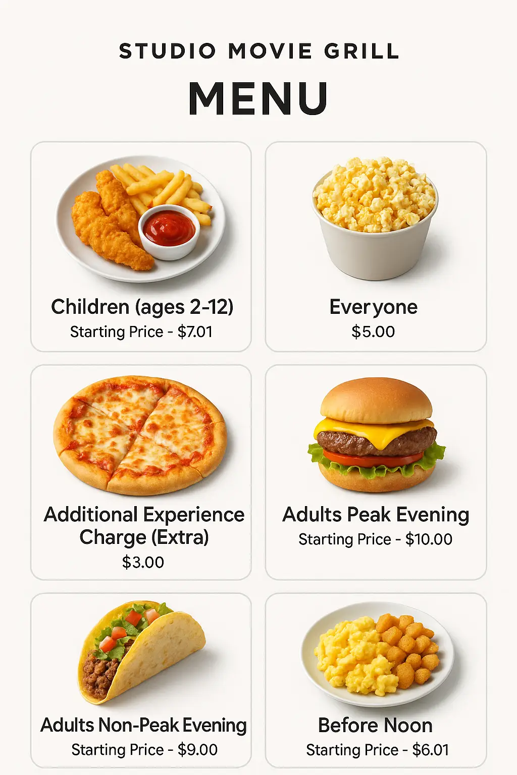 Studio Movie Grill Menu Prices
