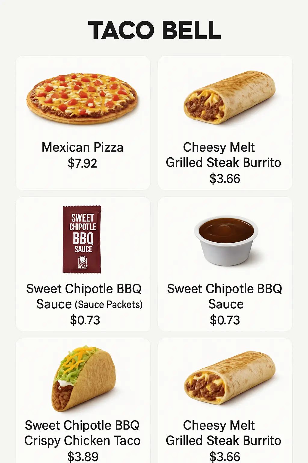 Taco Bell Menu Prices