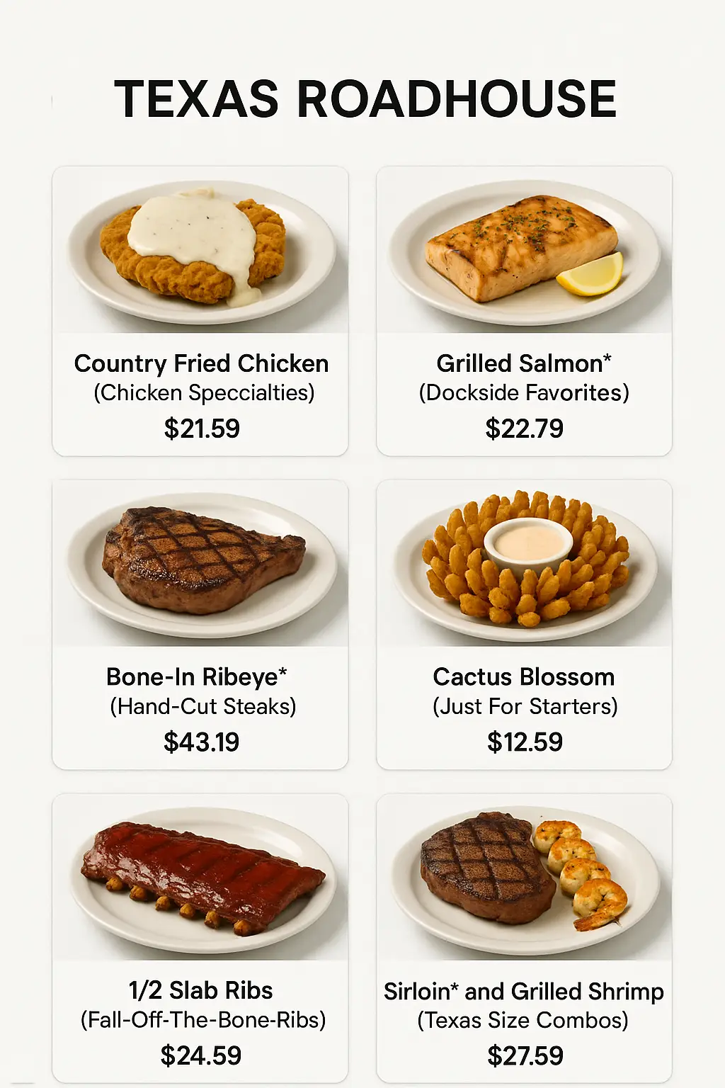 Texas Roadhouse Menu Prices
