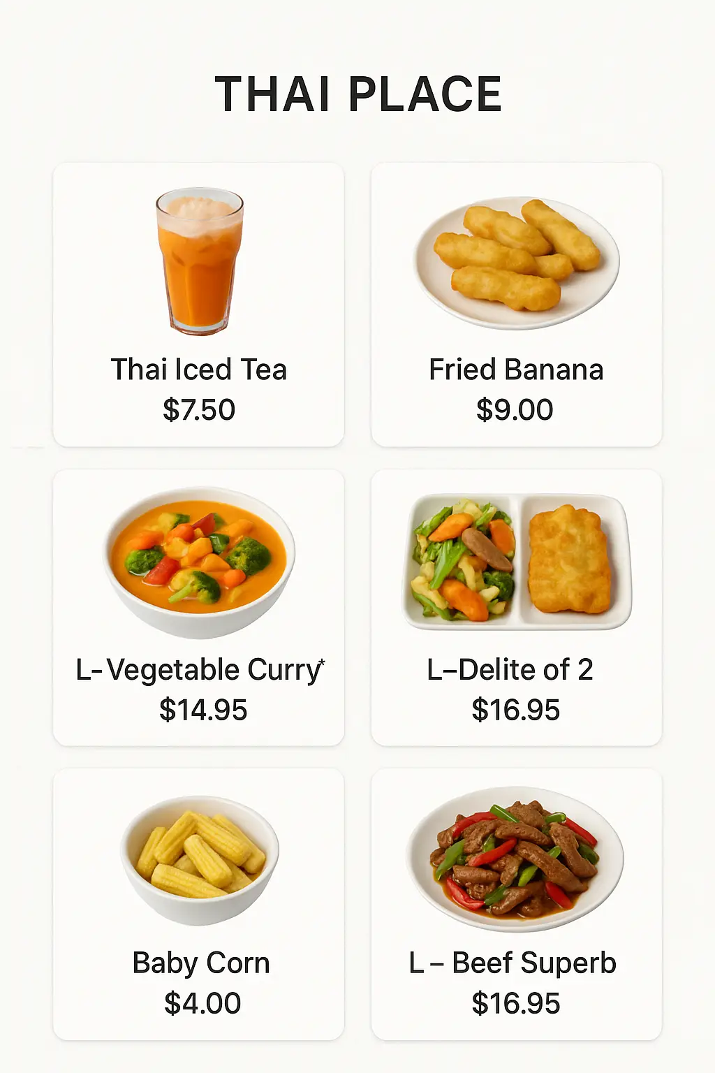 Thai Place Menu Prices