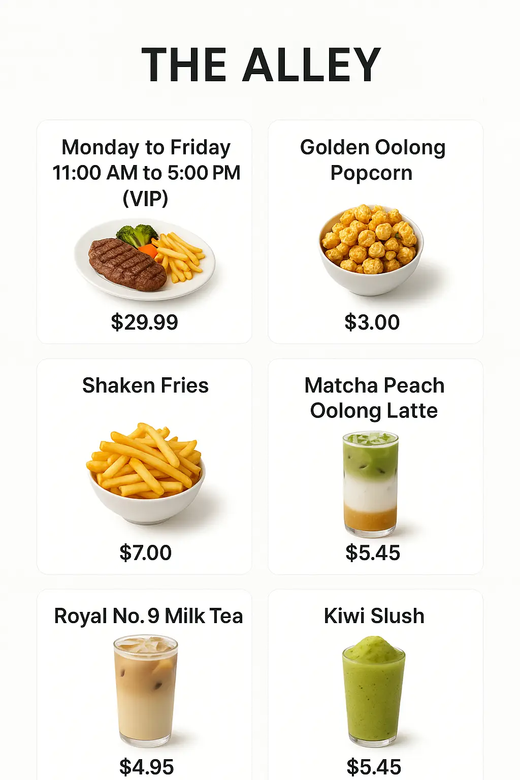 The Alley Menu Prices