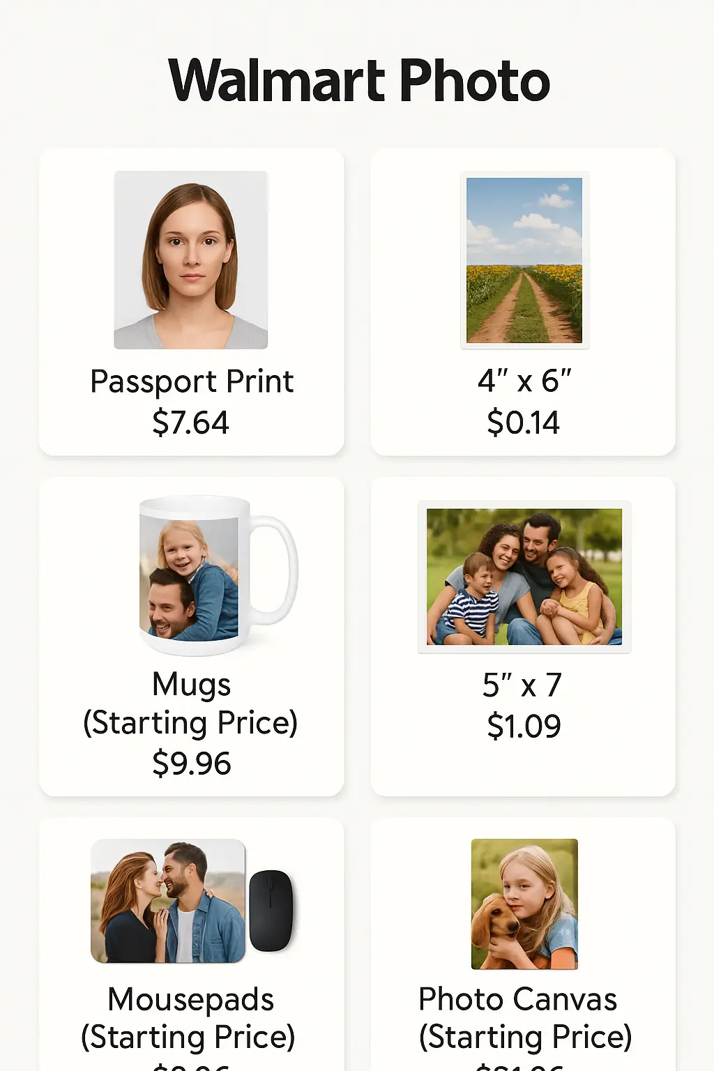 Walmart Photo Menu Prices