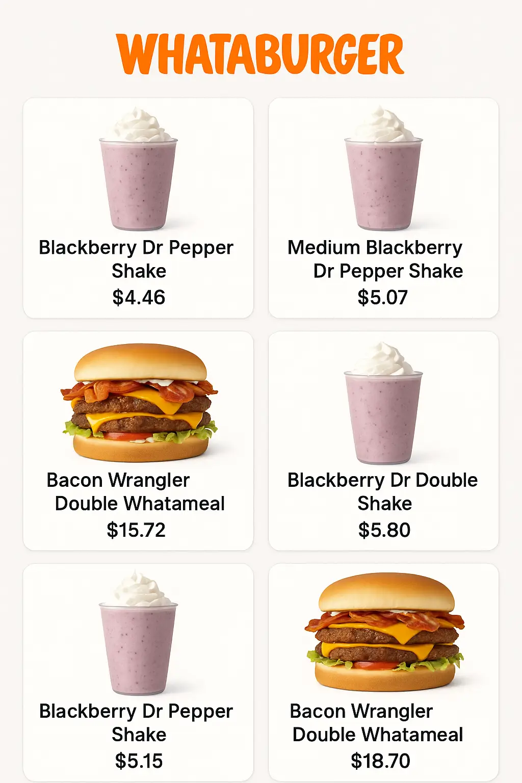 Whataburger Menu Prices